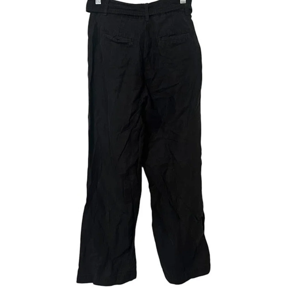 Aritzia Wilfred Black Linen Blend Allant Tie Front Wide Leg Ankle Pant Womens 00